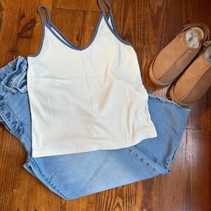 Universal Thread Cream Camisole with Blue Trim